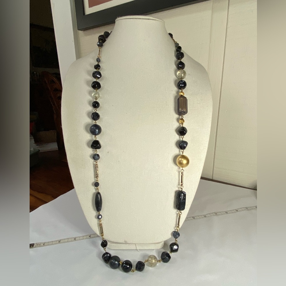 Long older artisan style chunky bead necklace